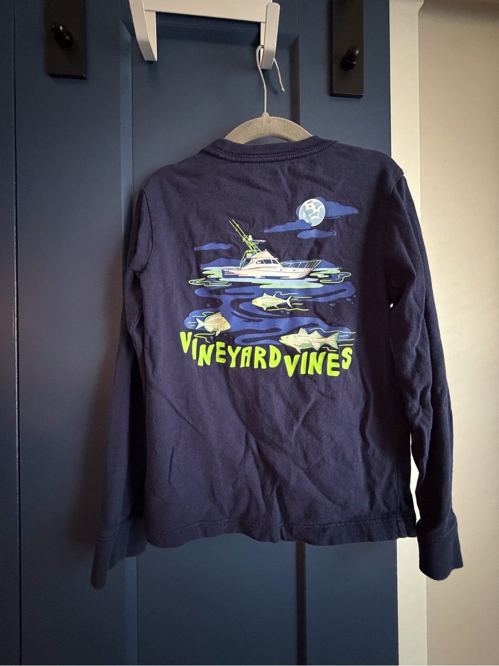 Vineyard Vines Navy Long Sleeve Tee Night Fishing